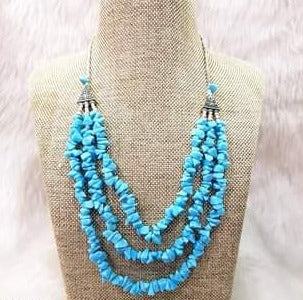 Blue Fancy Beaded Necklace