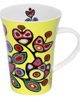 "Floral on Yellow" Porcelain Mug by Norval Morrisseau