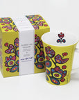 "Floral on Yellow" Porcelain Mug by Norval Morrisseau