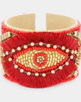 Sale Boho Multi Beaded Tassel Fringe Evil Eye Cuff Bracelet