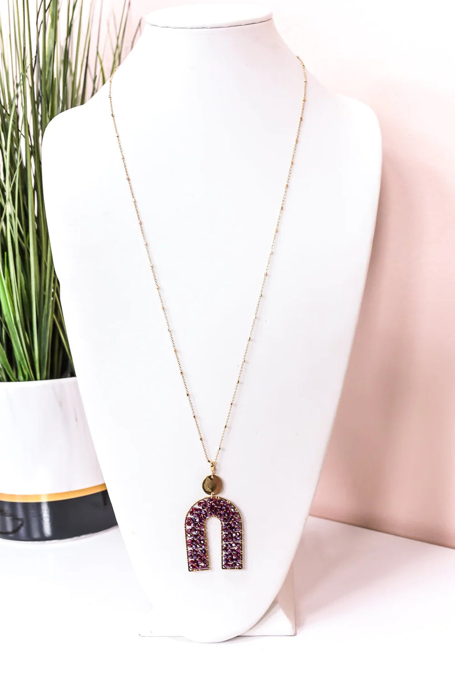 Wine Arch Beaded Pendant Necklace