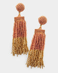 Seed Beaded Tassel Dangle Earrings