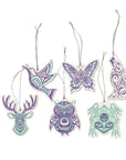 Hanging Ornaments - Assorted set of 6, Purple and Teal