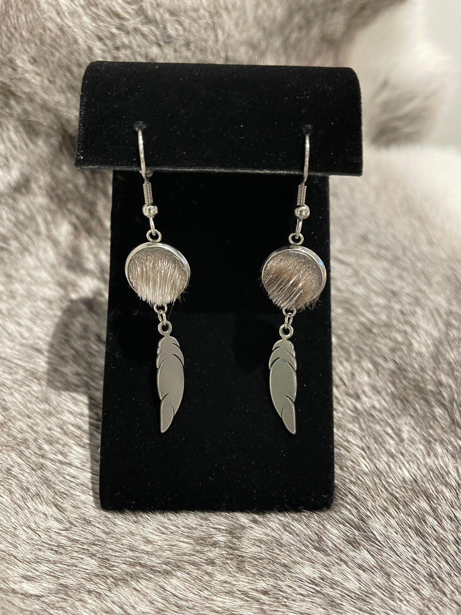 Seal Earrings with Feather