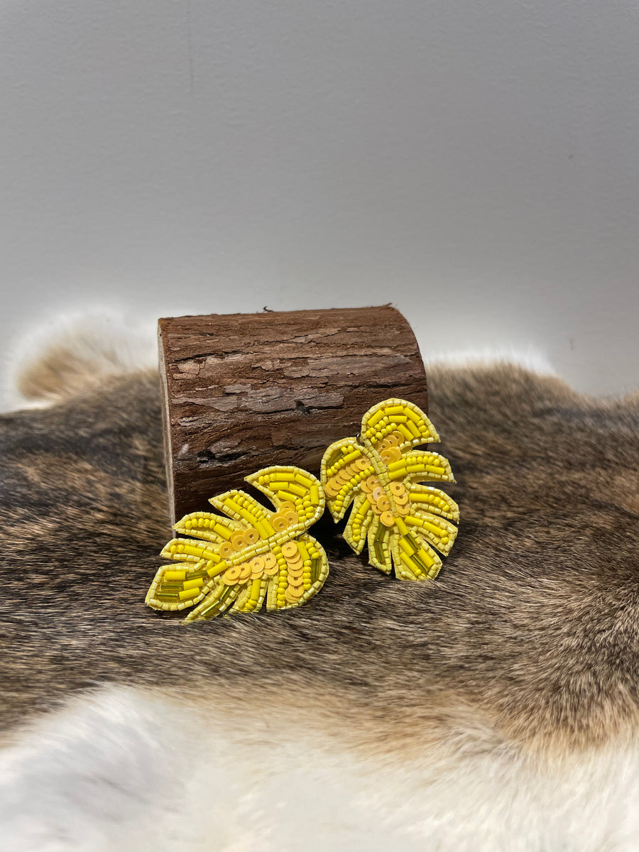Beaded Leaf Earrings