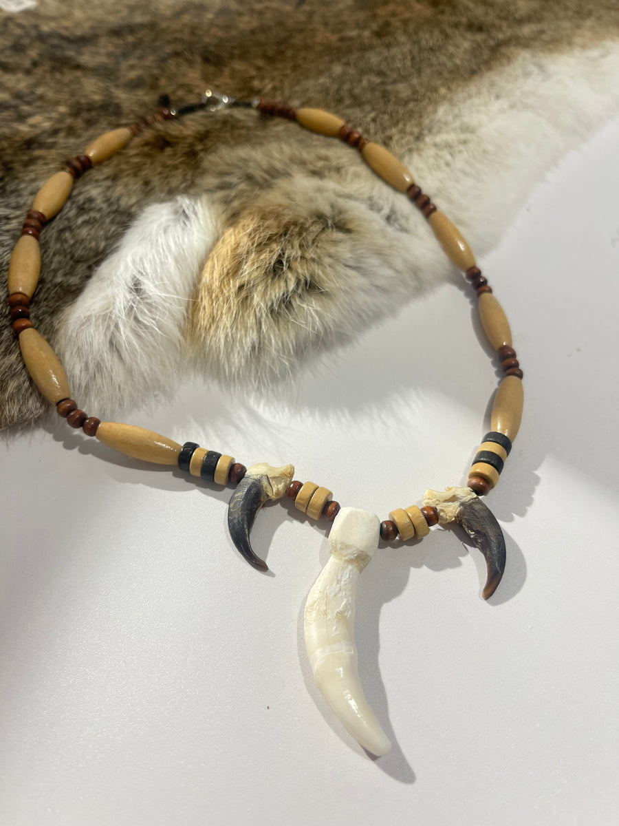 Natural Wood and Claw Necklace