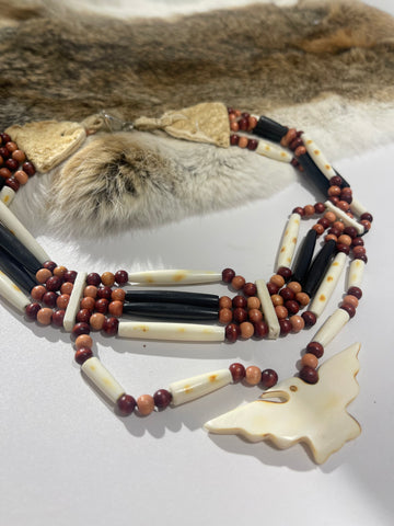Eagle Bone Choker & Natural Wood Necklace
