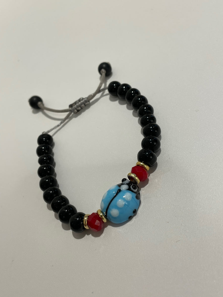 PAN ROS BLACK BRACELET WITH STONE