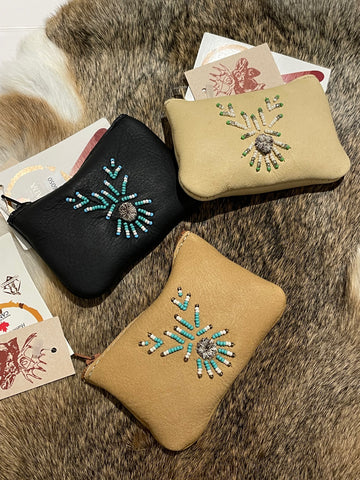 Leather beaded Pouch