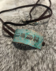 Leather and Blue Copper Necklace