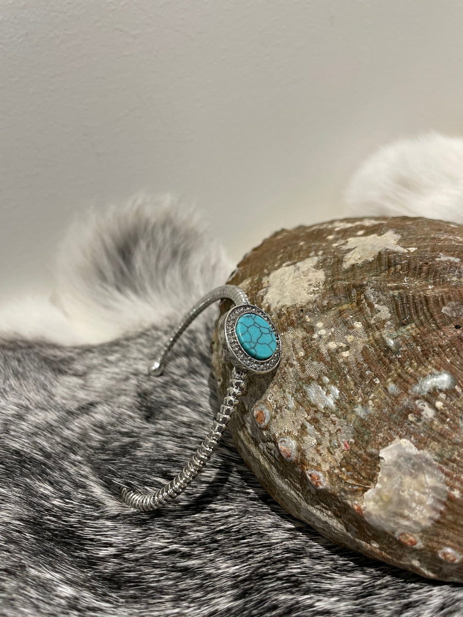 Antique Silver Turquoise Stone Cuff Bracelet