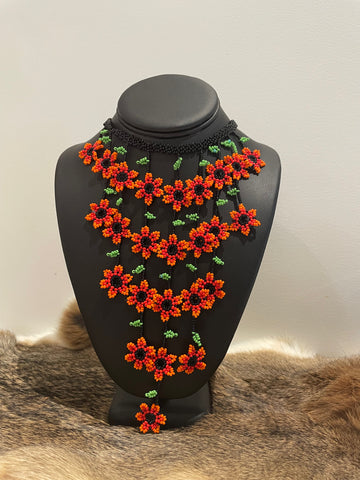 PA DIN Hanging Flowers Bead Necklace