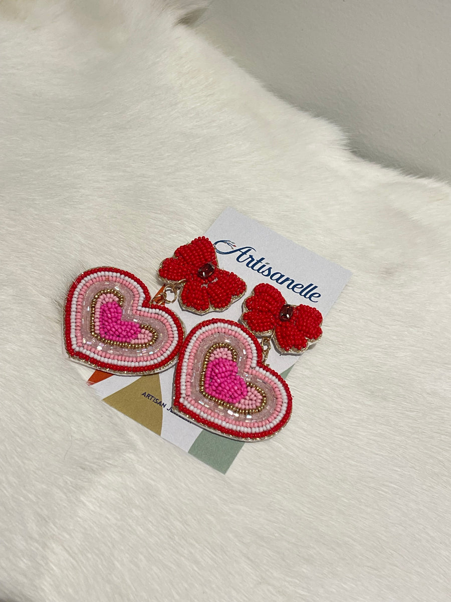 Heart Earrings with bow
