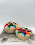 Lidded Woven striped baskets