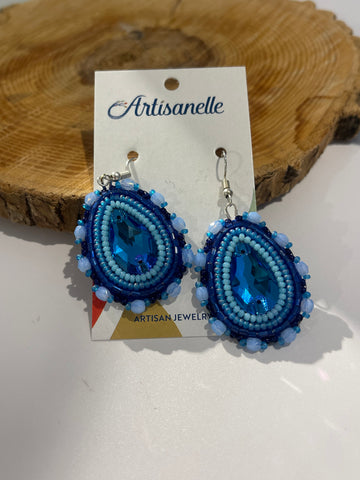 Beaded Earrings with Leather Back