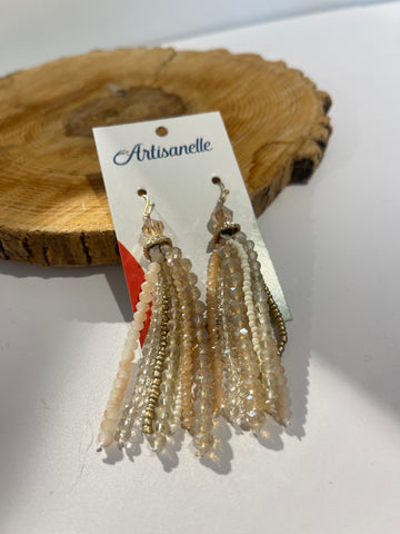 Gold Crystals and Tassels Earrings