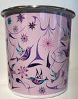 Enamel Plant Pot - Butterfly and Wild Rose