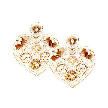 Gems Cross Heart Beaded Earrings