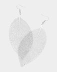 Metal Filigree Leaf Dangle Earrings