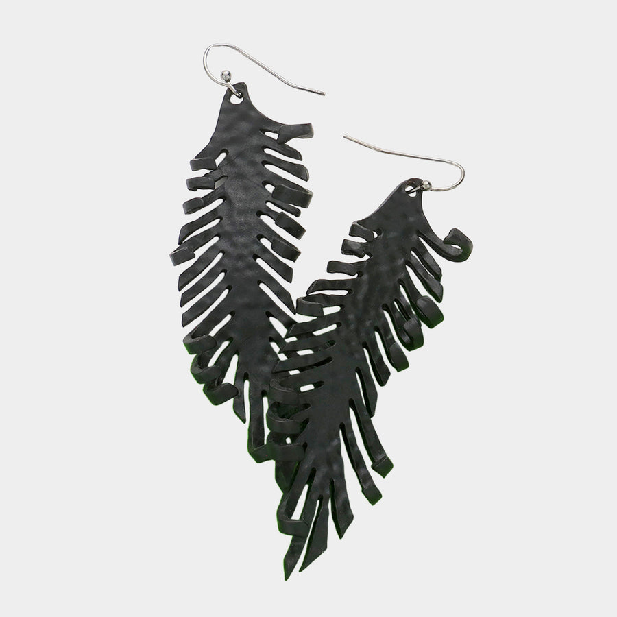 Hammered Metal Feather Earrings