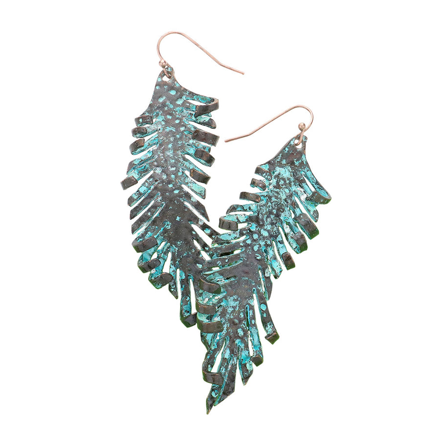 Hammered Metal Feather Earrings