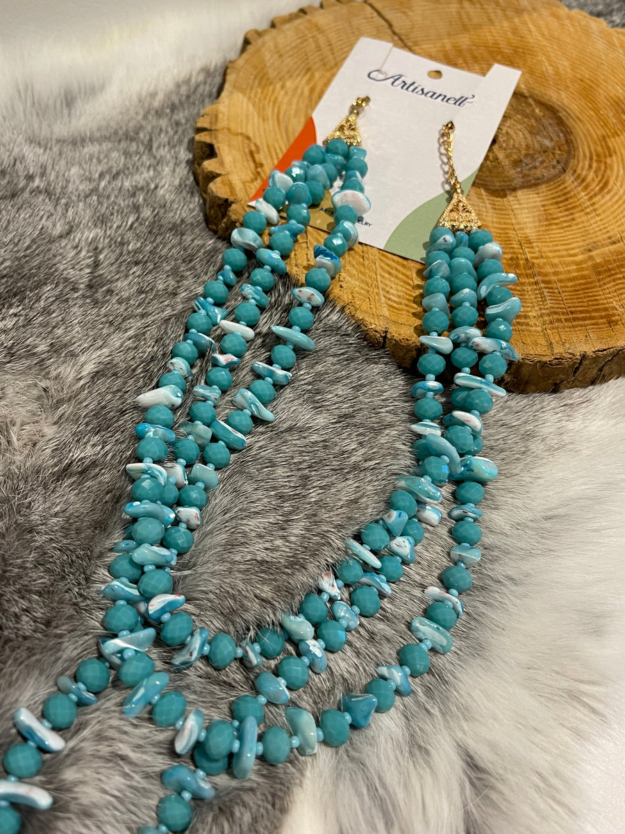 Blue Fancy Beaded Necklace