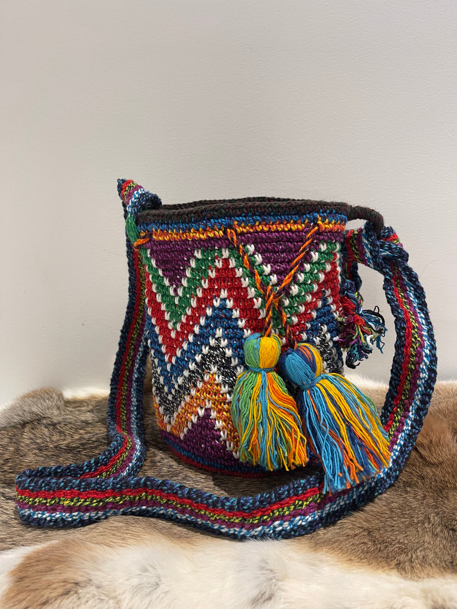 GT Small Mayan Crochet Bag with Pompoms