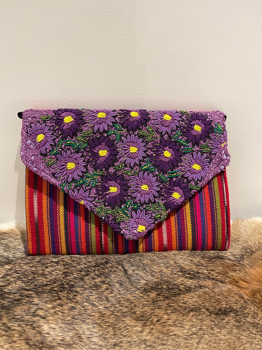 Embroidered Floral Clutch Purse