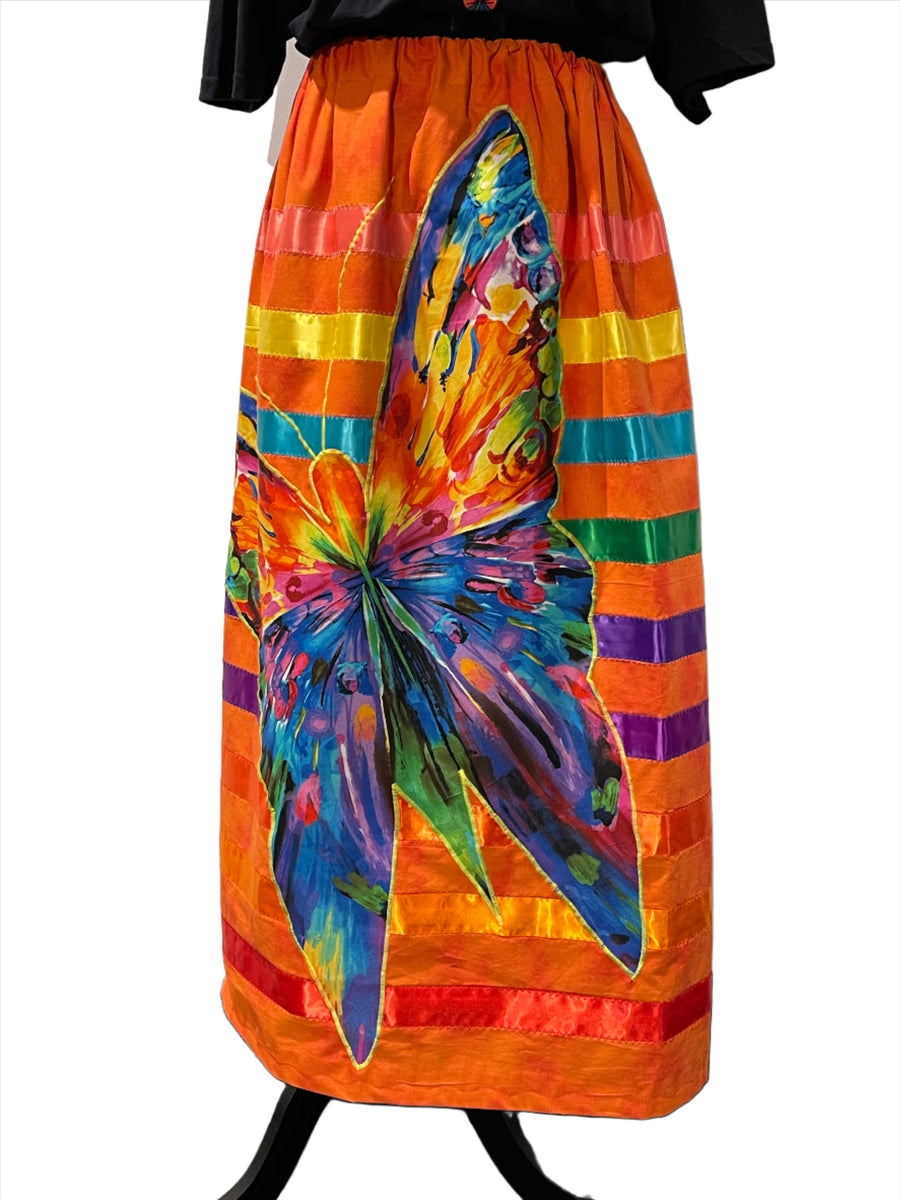 Ribbon skirt with butterfly