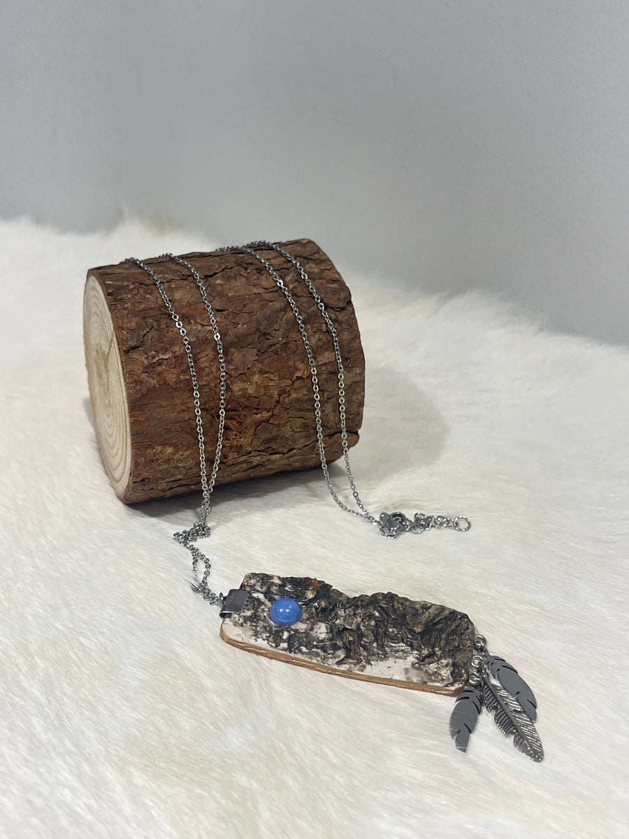 Bark with Blue Bead Necklace