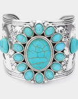 Beautiful Well-Crafted Natural Stone Embellished Cuff Bracelet