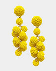 Seed Beaded Ball Cluster Vine Dangle Earrings