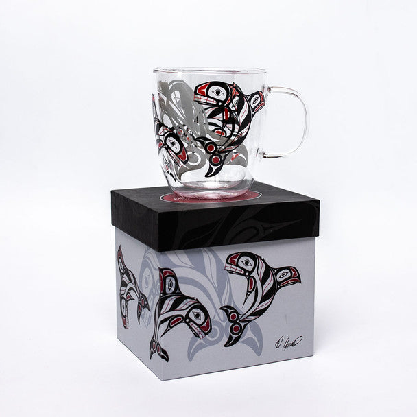 Raven Fin Killer Whale - Double Walled Glass Mug