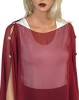 Silky Poncho Crystal Buttons