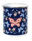 Enamel Plant Pot - Butterfly and Wild Rose