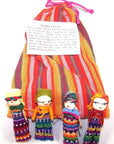 GT Worry Dolls In A Pouch Textile Bag Set 4