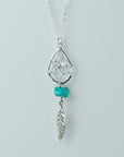 Teardrop Dream Catcher Pendant Necklace with Turquoise Stone