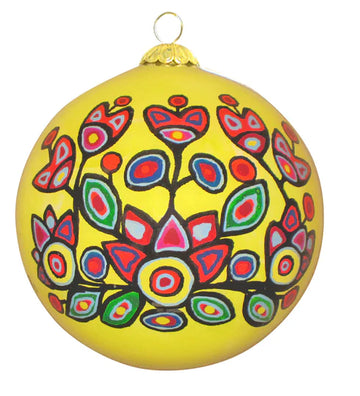 Norval Morrisseau "Floral" Yellow Glass ornament