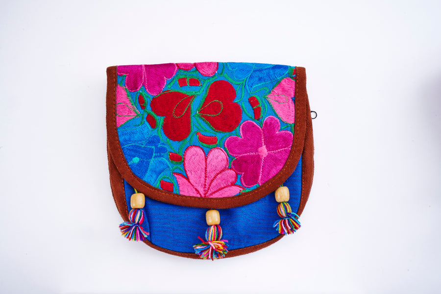 Embroidered Floral Cross-Body Purse