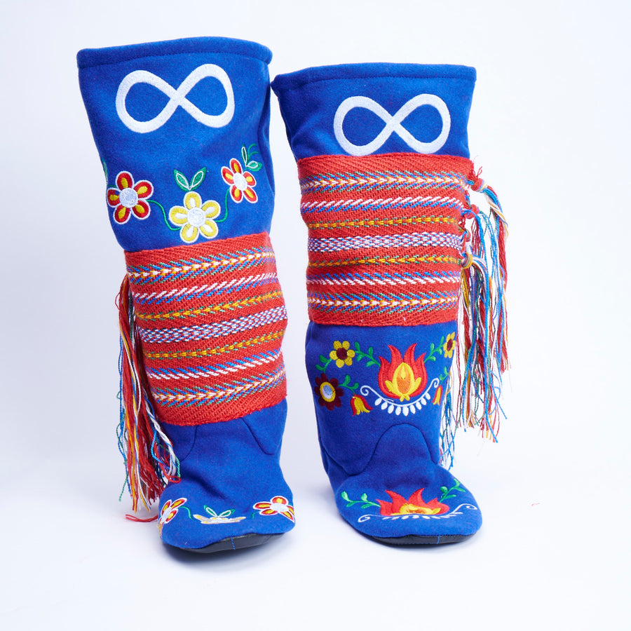 Blue Embroidered Boots