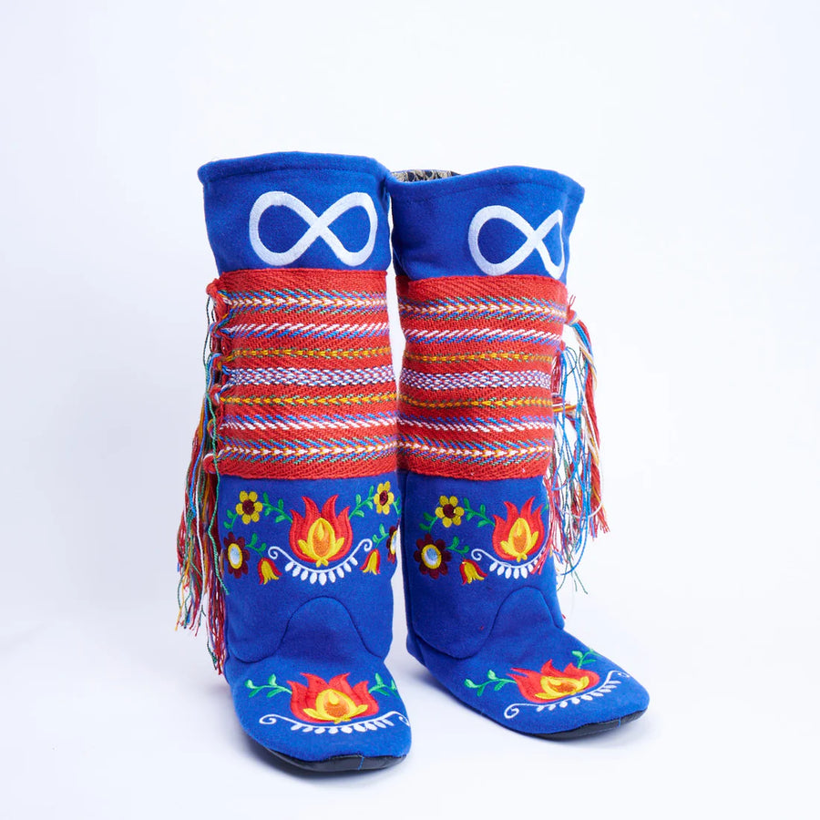 Blue Embroidered Boots
