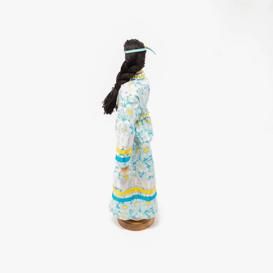 ($) Artisan Doll, Blue Floral Ribbon Skirt - NWAC Store