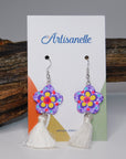 Painted Flower & Tassel Earrings