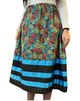 Blue & Black Floral Ribbon Skirt