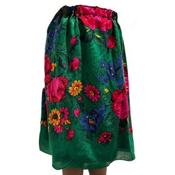 Green Floral Ribbon Skirt
