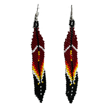 Long Feather Seed Beaded Earrings