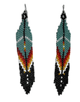 Long Feather Seed Beaded Earrings