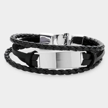 Uni-Sex Braided Faux Leather Bracelet
