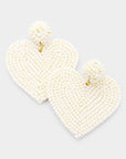 Beaded Heart Dangling Earrings