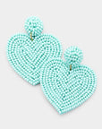 Beaded Heart Dangling Earrings